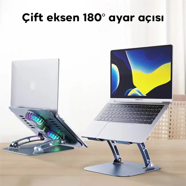 ALLY T619G 360° Dönebilen Alüminyum Alaşım Soğutucu Masaüstü Laptop Standı-(5775)