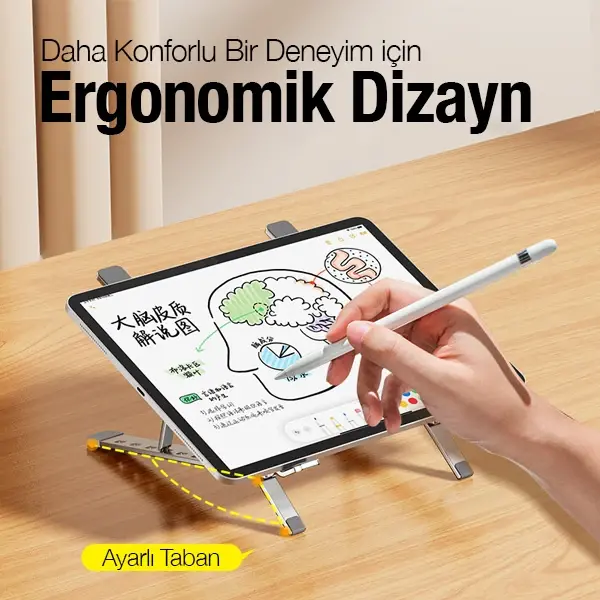 ALLY MC N3-2 Katlanabilir Metal Masaüstü Laptop Standı-(5775)