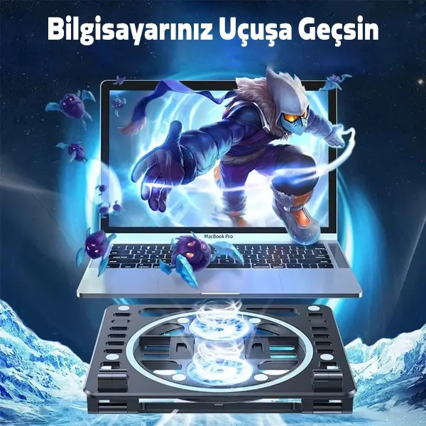 ALLY Ayarlanabilir Taban Çift Fanlı Tablet ve Laptop Soğutucu Stand-(5775)