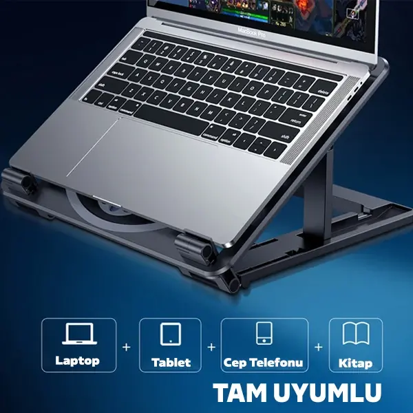 ALLY Ayarlanabilir Taban Çift Fanlı Tablet ve Laptop Soğutucu Stand-(5775)