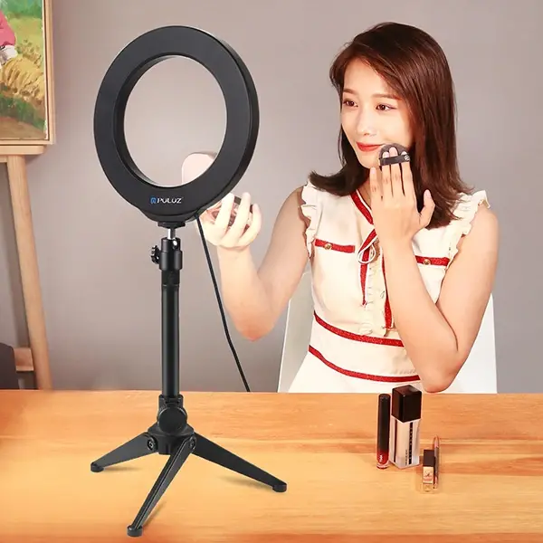 PULUZ 6.2CM PKT3032 Led Işık 16cm Stand YoutuberCanlı Yayın Selfie TikTok Makeup-(5775)