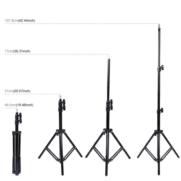 PULUZ 1.1M Çift Telefon tutucu 6.2CM Led Işık Stand YoutuberCanlı Yayın Selfie TikTok Makeup-(5775)