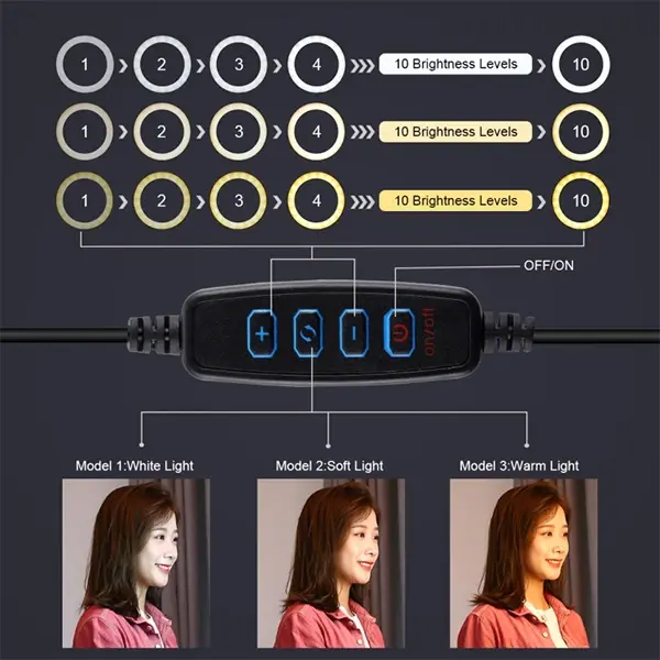 PULUZ 1.1M Çift Telefon tutucu 6.2CM Led Işık Stand YoutuberCanlı Yayın Selfie TikTok Makeup-(5775)