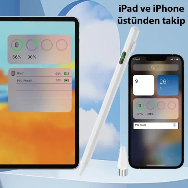 ALLY K-2268 Dijital Göstergeli Universal Kapasitif Stylus iPad Tablet Dokunmatik Kalem-(5775)