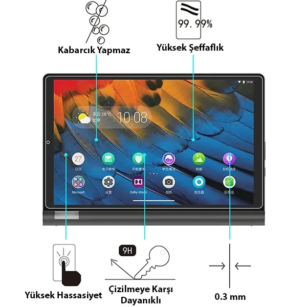 Lenovo Yoga Tab 5 10.1 Tempered Kırılmaz Cam Ekran Koruyucu-(5775)