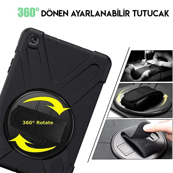 Ally Galaxy Tab  P200-P205 3 Katmanlı Standlı Zırh Kılıf-Shockproof-(5775)