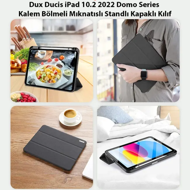 Dux Ducis iPad 10.9 2022 Kılıf Domo Series Kalem Bölmeli Mıknatıslı Standlı Kapaklı Kılıf-(5775)