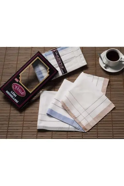 Siyah Kutulu 42x42 cm 12 Adet Kumaş Mendil-GM 01