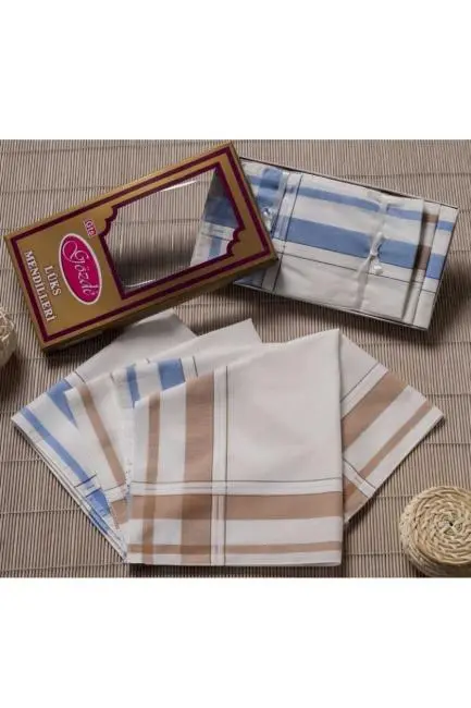 Sarı Kutulu 46x46 cm 12 Adet Kumaş Mendil-GSK 07