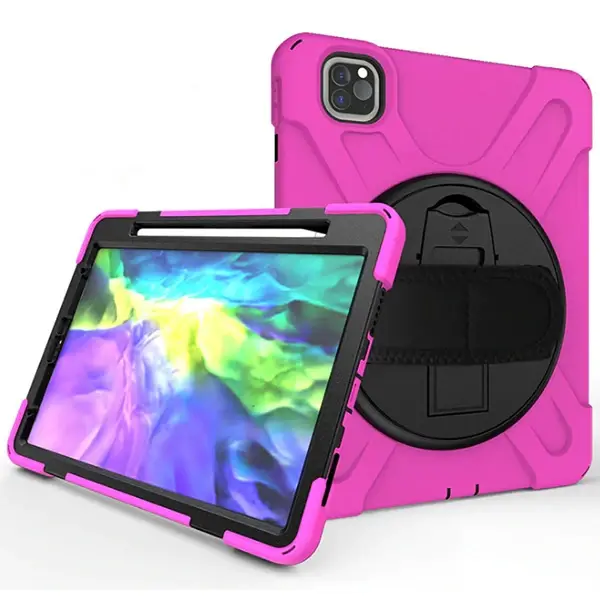 iPad Air 4. Nesil 10.9 Kılıf Shockproof 3 Katmanlı Standlı Zırh Kılıf Kalem Yerli-(5775)