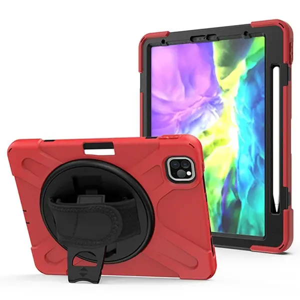 iPad Air 4. Nesil 10.9 Kılıf Shockproof 3 Katmanlı Standlı Zırh Kılıf Kalem Yerli-(5775)