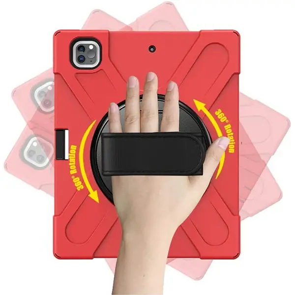 İPad Pro 12.9-inch (2021)-(2020) Kılıf Kalem Yerli 3 Katmanlı Standlı Zırh Kılıf-Shockproof-(5775)