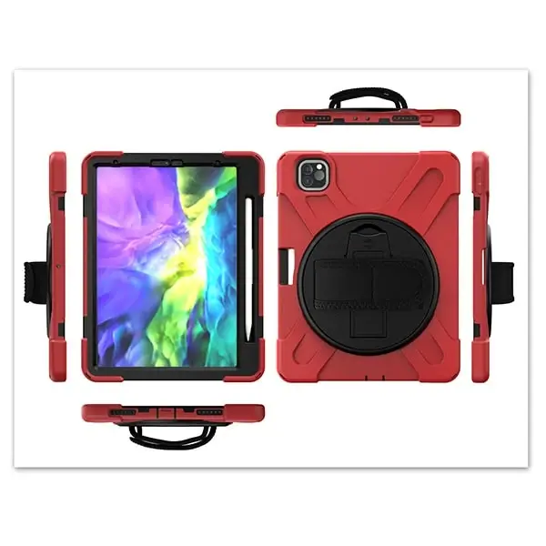 iPad Pro11 (2021-2020-2018) Kılıf Shockproof 3 Katmanlı Standlı Zırh Kılıf Kalem Yerli-(5775)