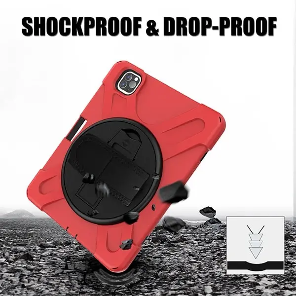 iPad Pro11 (2021-2020-2018) Kılıf Shockproof 3 Katmanlı Standlı Zırh Kılıf Kalem Yerli-(5775)