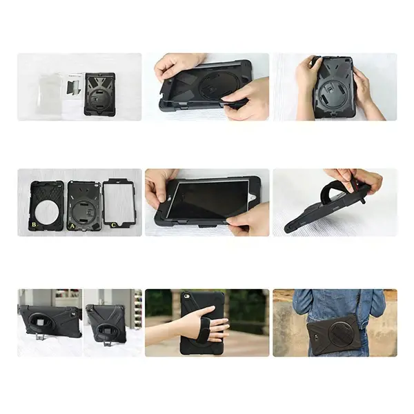 İpad Mini 4/ 5 Shockproof 3 Katmanlı Standlı Zırh Kılıf-(5775)