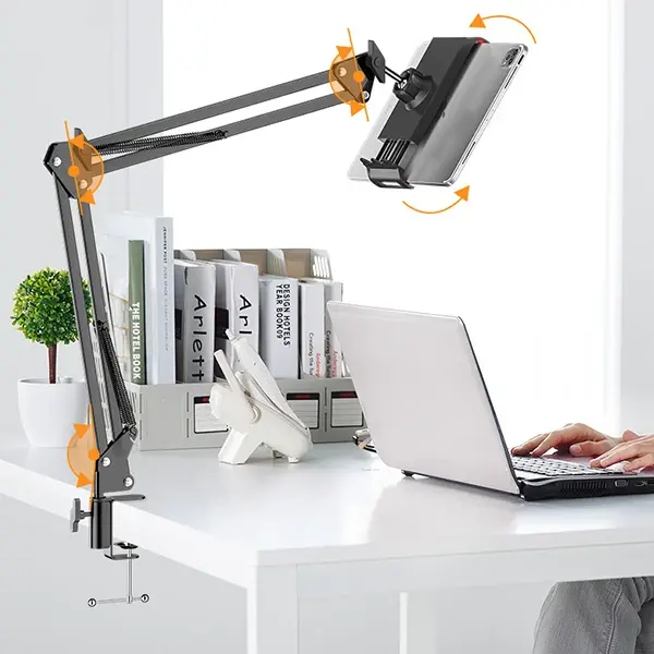 Ally Ayarlanabilir 360 Derece Teleskopik Metal Masa Üstü Telefon Tablet Tutucu-(5775)