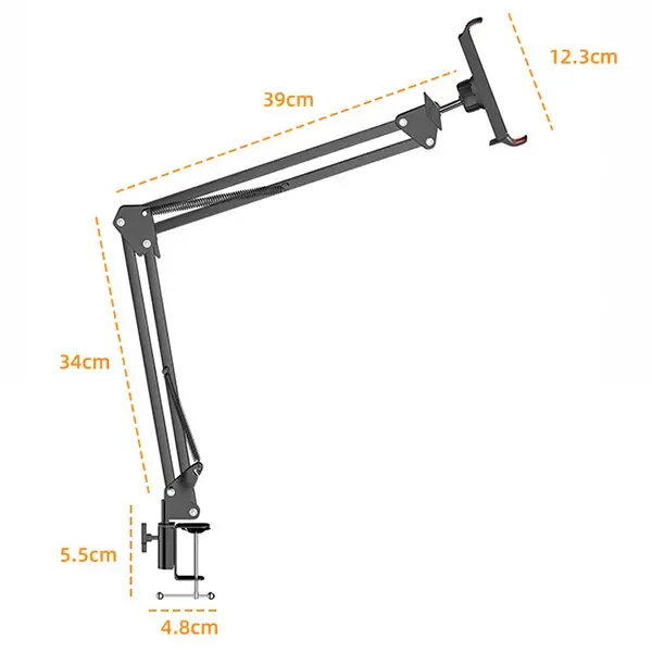 Ally Ayarlanabilir 360 Derece Teleskopik Metal Masa Üstü Telefon Tablet Tutucu-(5775)