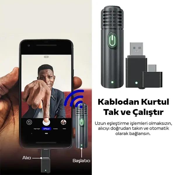 VUXBEEG UP30 2.4GHz Mini Kablosuz Yaka Mikrofonu Youtuber iOS Android-(5775)