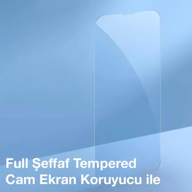 Baseus Crystal iPhone 13 Pro Max 6.7 Magsafe Silikon Kılıf + Tempered Ekran Koruyucu Set-(5775)