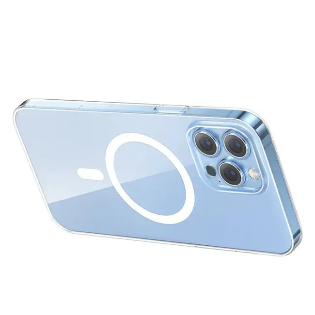 Baseus Crystal iPhone 13 Pro Max 6.7 Magsafe Silikon Kılıf + Tempered Ekran Koruyucu Set-(5775)