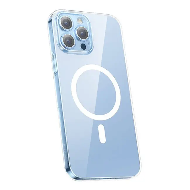 Baseus Crystal iPhone 13 Pro Max 6.7 Magsafe Silikon Kılıf + Tempered Ekran Koruyucu Set-(5775)