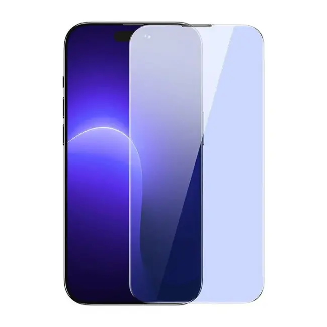 Baseus Crystal 0.3mm Anti-Blue iPhone 14 Pro Full Tempered Ekran Koruyucu 2 Adet Set-(5775)
