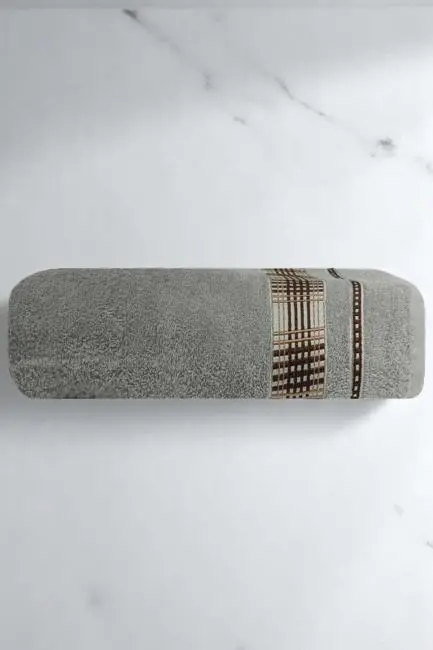 Ekose Desenli % 100 Pamuk Banyo Havlusu 70x140 Cm Gri