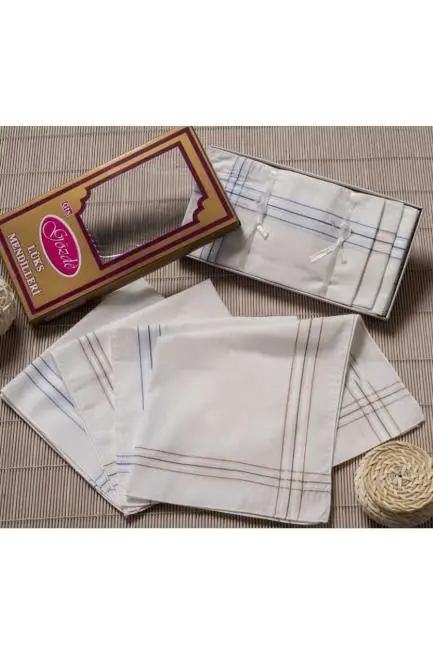 Sarı Kutulu 46x46 cm. Bir Düzine 12 Adet Mendil-GSK 04