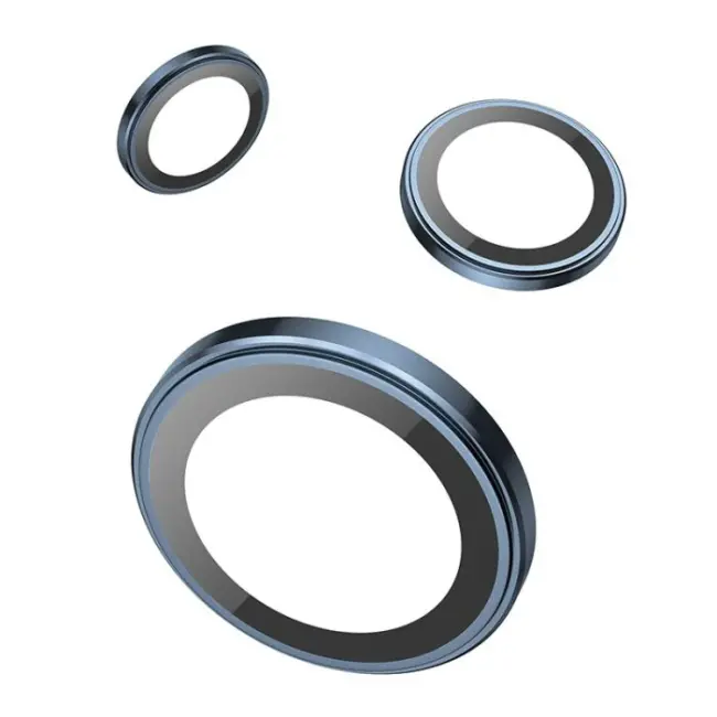 HOCO Crystal Clear iPhone 15 Pro-15 Pro Max HD 3D Metal Çerçeveli Kamera Koruyucu Lens-(5775)