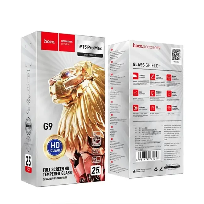 HOCO iPhone 15 Pro Max Full HD Tempered Kırılmaz Cam Ekran Koruyucu 25 Adet Set-(5775)