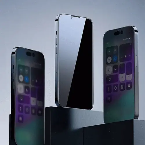 Baseus Crystal iPhone 15 Privacy Full Koruma Tempered Cam Ekran Koruyucu-(5775)