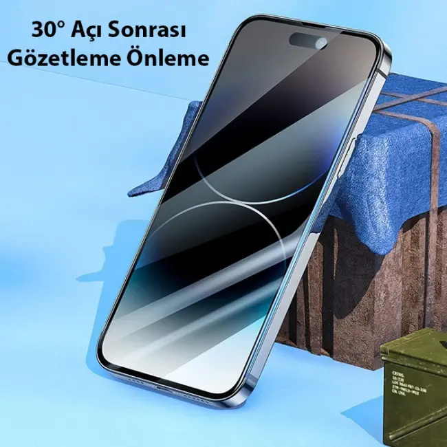 Hoco iPhone 14 Pro Prıvacy Serisi Hayalet Full Koruma Cam Ekran Koruyucu-(5775)