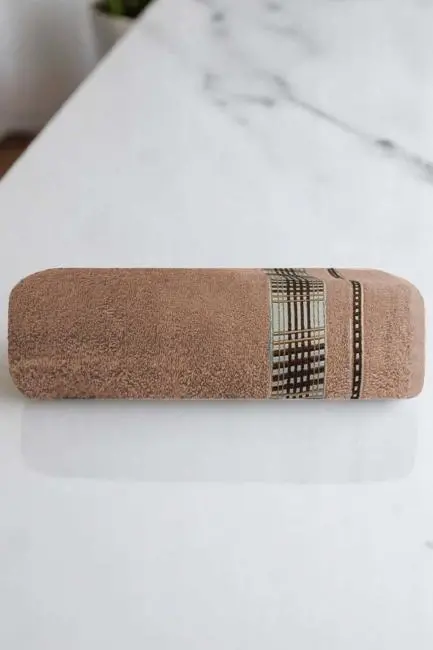 Ekose Desenli % 100 Pamuk Banyo Havlusu 70x140 Cm Kahve