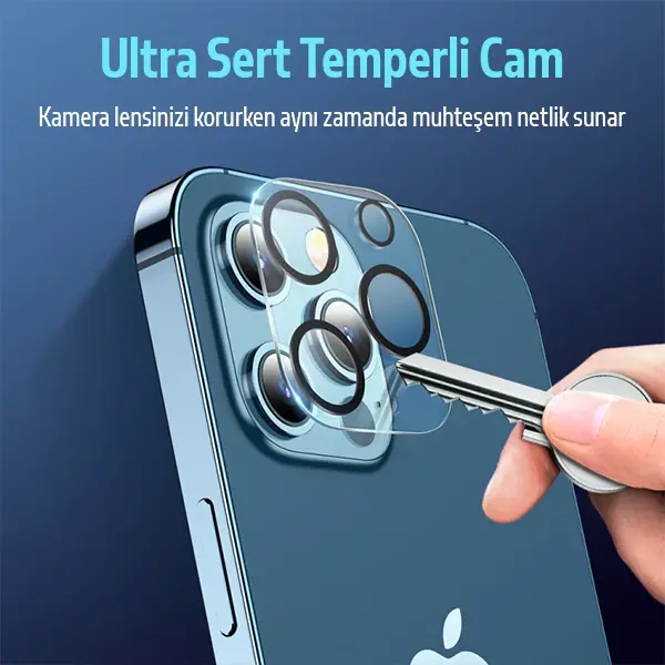 ALLY İPhone 12 Pro 6.1 3D Full Tempered Glass Cam Kamera Koruyucu-(5775)