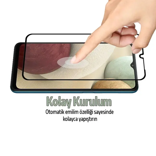 SM Galaxy A12 Full Glue Full Kaplama Tempered Cam Ekran Koruyucu-(5775)