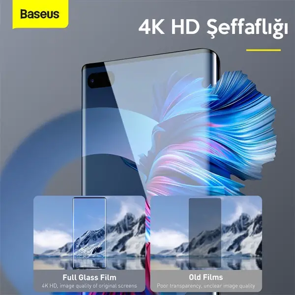 Baseus Huawei Mate40 Pro/Pro+/RS Porsche Design Full 0.25mm Kırılmaz Cam Ekran Koruyucu-(5775)