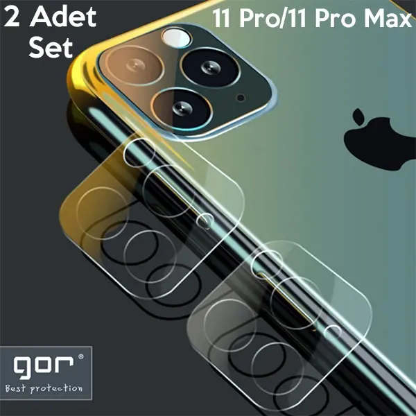 GOR İPhone 11 Pro/ 11 Pro Max Tempered Kamera Koruma Cam 2adet Set-(5775)