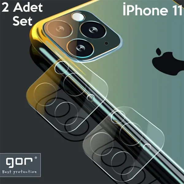 GOR İPhone 11 6.1 inch (2019) Tempered Kamera Koruma Cam 2adet Set-(5775)