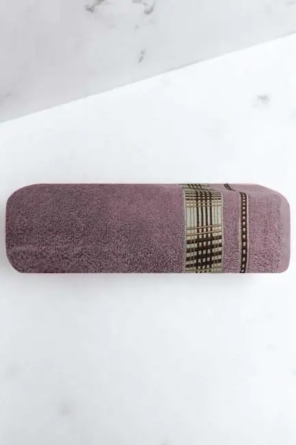Ekose Desenli % 100 Pamuk Banyo Havlusu 70x140 Cm Mor