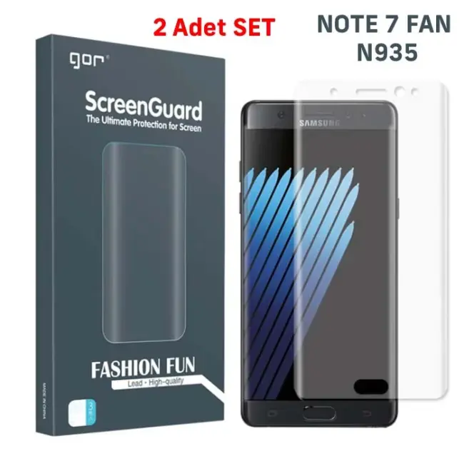 Gor Galaxy Note 7 Fan 3D Kavisli Darbe Emici Full Ekran Koruyucu 2 Adet Set-(5775)