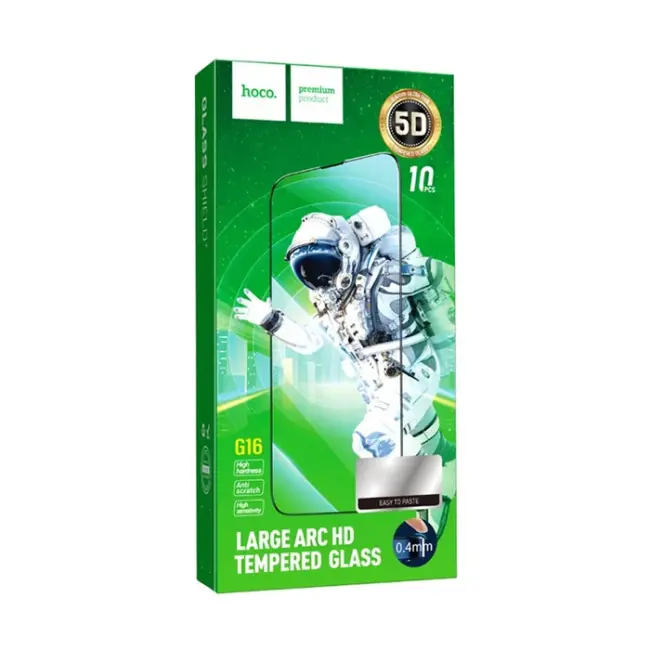 HOCO Guardian Shield Series iPhone 15 Pro Max 5D Tempered Kırılmaz Cam Ekran Koruyucu 10 Adet Set-(5775)