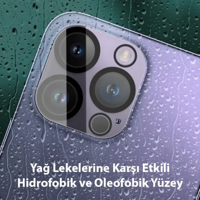 Ally iPhone 15 Pro-15 Pro Max Full Tempered Kamera Lens Koruma Camı-(5775)