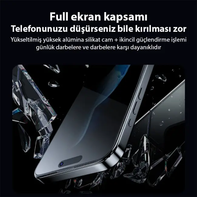 ALLY İPhone 15 Plus 3D Full Privacy Gizlilik Cam Ekran Koruyucu Anti-Spy-(5775)