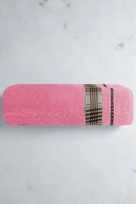 Ekose Desenli % 100 Pamuk Banyo Havlusu 70x140 Cm Pembe