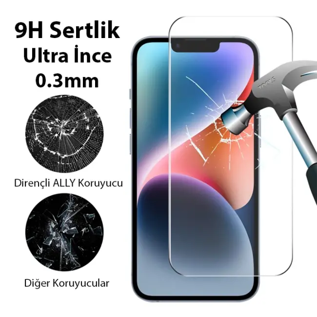 Ally iPhone 15 Plus Full HD Tempered Kırılmaz Cam Ekran Koruyucu-(5775)