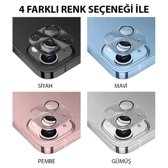 ALLY iPhone 15-15 Plus Metal Tempered Kamera Lens Koruyucu-(5775)