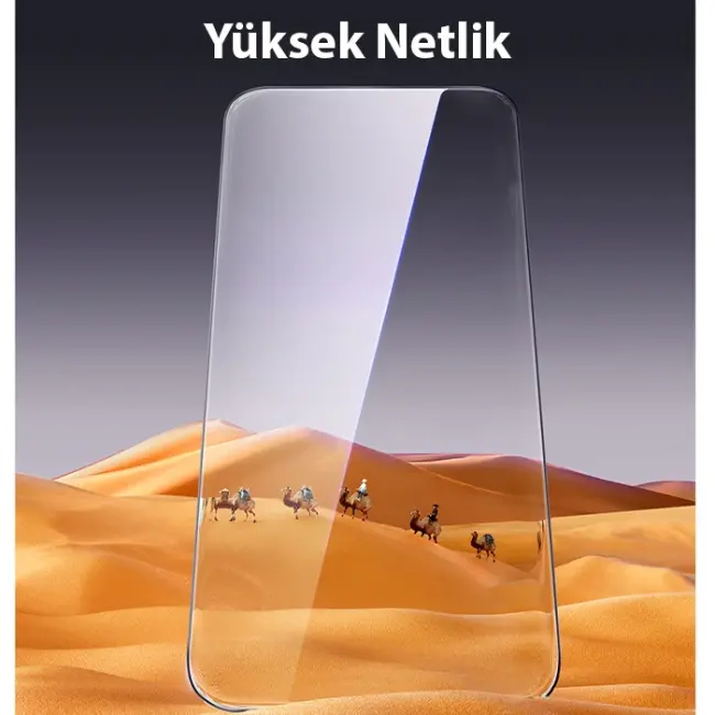 Baseus Schott iPhone 15 Pro Max Full Koruma Eye-Protection Tempered Cam Ekran Koruyucu-(5775)