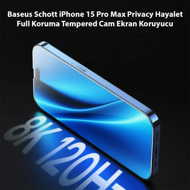 Baseus Schott iPhone 15 Pro Privacy Hayalet Full Koruma Tempered Cam Ekran Koruyucu-(5775)