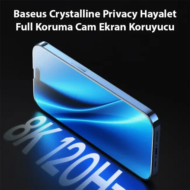 Baseus Crystalline iPhone 15 Plus Privacy Hayalet Full Koruma Cam Ekran Koruyucu-(5775)
