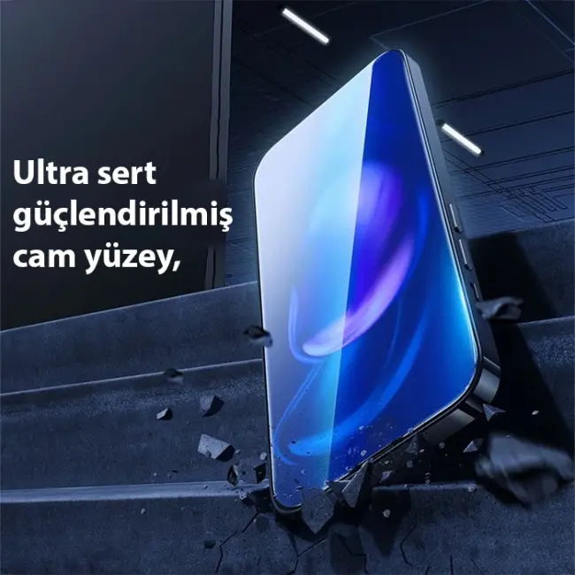 Baseus Crystal iPhone 15 Full Koruma Anti Mavi Işık Tempered Cam Ekran Koruyucu 2 Adet Set-(5775)